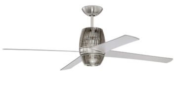 Torbeau Ceiling Fan, 4-Blade, 1-Light, LED, Brushed Polished Nickel, Brushed Nickel Blades, 52"W (TOR52BNK4 9RDXV)