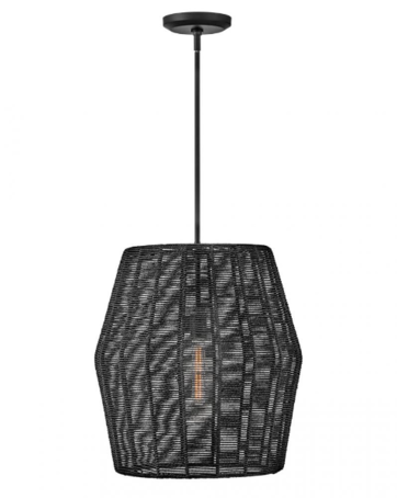 Luca Drum Shade Pendant, 1-Light, Steel, 21"H (40387BLK 9U69D)