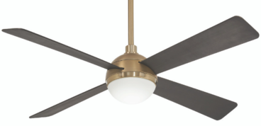 Orb Ceiling Fan, 4-Blade, 1-Light, LED, Brushed Brass/Soft Brass, Brushed Carbon Blades, 54"W (F623L-BBR/SBR HK0V)
