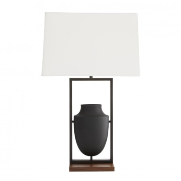 Foundry Table Lamp, 1-Light, Charcoal Ricestone, Bronze, Brown Wood, Crystal, 28.5"H (DB49022-308 3MRKX)