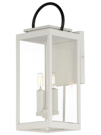 Nassau Vivex Outdoor Wall Mount, 2-Light, White / Black, 21.25"H (40316CLWTBK 9V8NK)