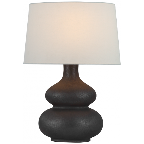 Lismore Table Lamp, 1-Light, Stained Black Metallic, Linen Oval Shade, 23.75"H (CHA 8686SBM-L CU2F9)