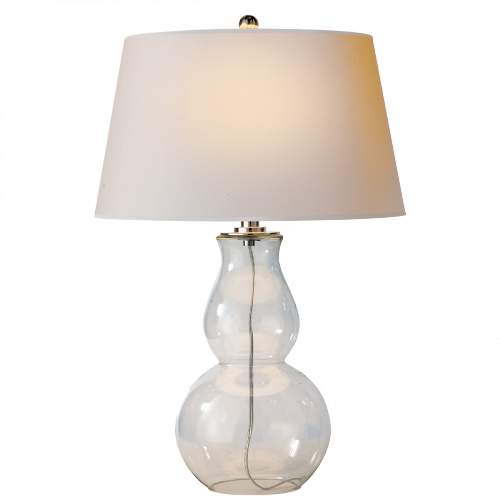 Gourd Table Lamp, 1-Light, Open Bottom, Clear Glass, Natural Paper Shade, 30"H (SL 3811CG-NP 28XPT)