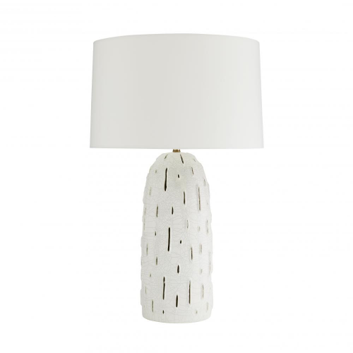 Grotto Table Lamp, 1-Light, White Stained Crackle Ceramic, Ash Microfiber Shade/Off-White Cotton Lining, 29.5"H (17843-273 3MLQ3)