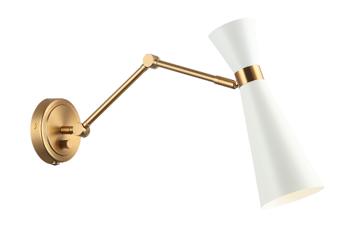 Blaze Wall Sconce, 1-Light, Gold, White, 13.9"H (S09621AGWH 305XNZ8)