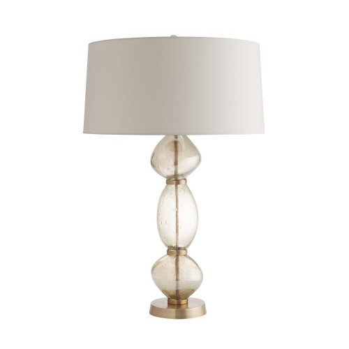Dreena Table Lamp, 1-Light, Smoke Luster Seedy Glass, Antique Brass, Ash Microfiber Shade/Off-White Cotton Lining, 32"H (44952-904 3JUUZ)