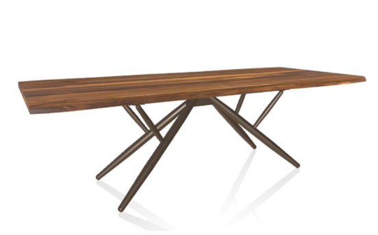 Bridge Table, Dark Brass, Walnut Top, 98.43"W (53.43 L006 M028 M328 8021VAR)