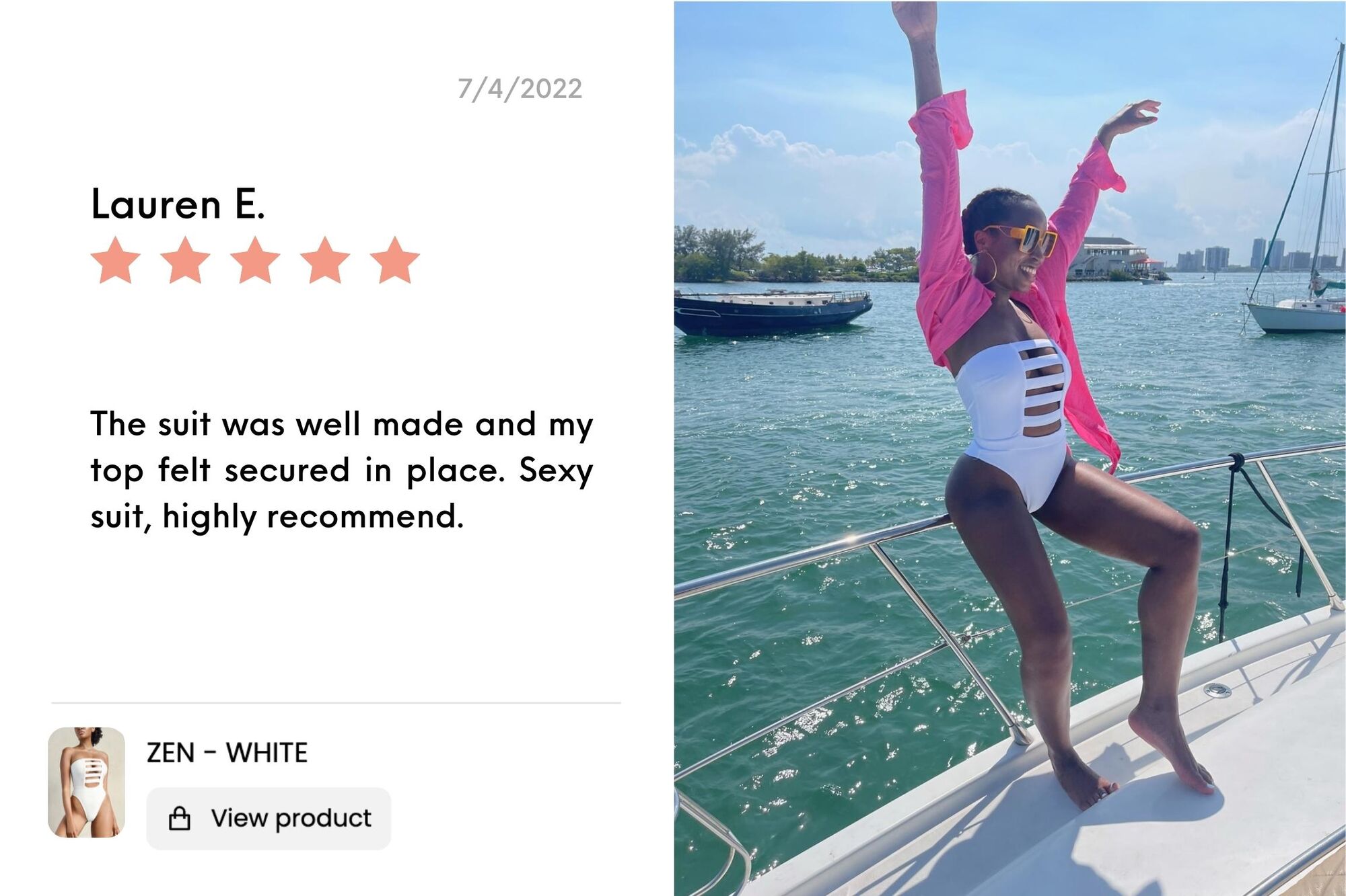 Lauren gave our Zen swimsuit 5 stars!