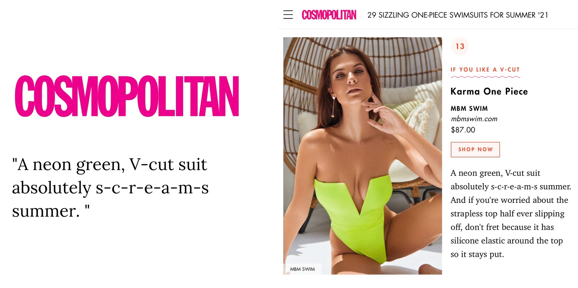 MBM Swim featured in Cosmopolitan