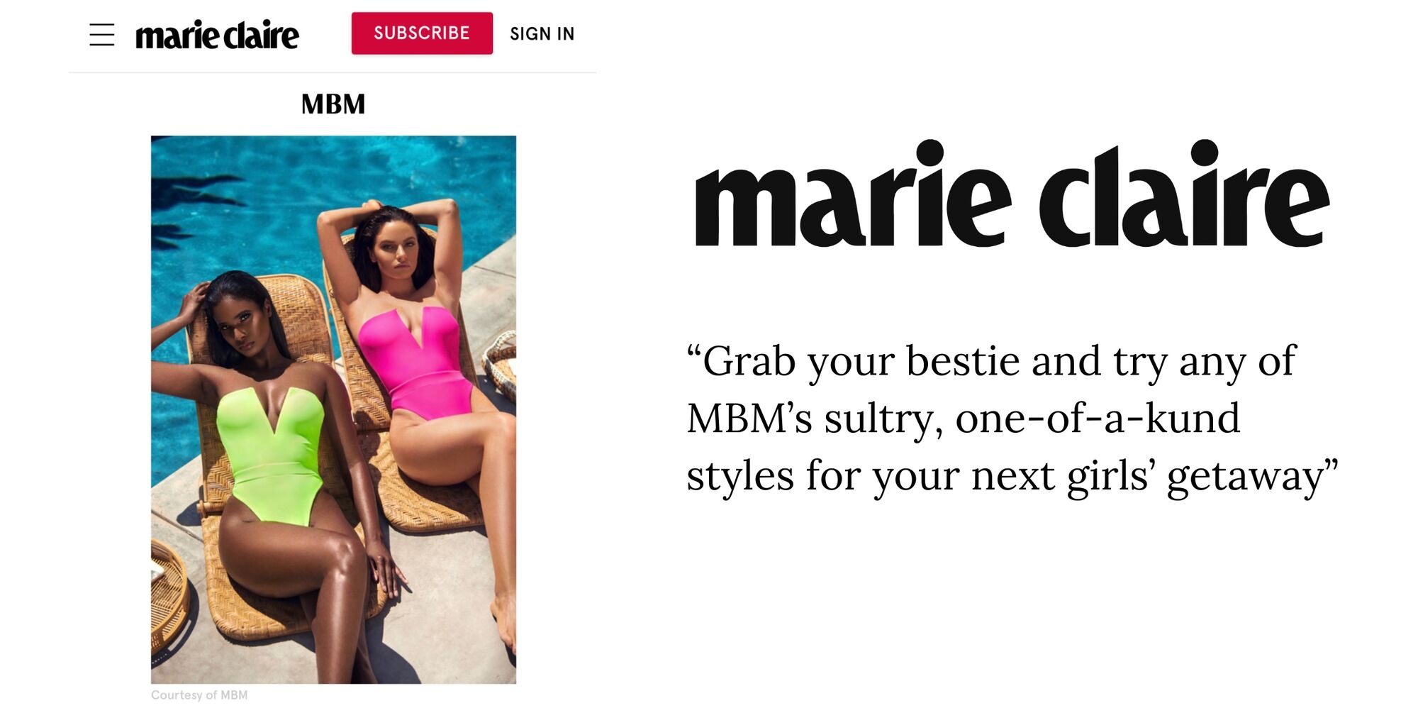 MBM Swim featured in Marie Claire